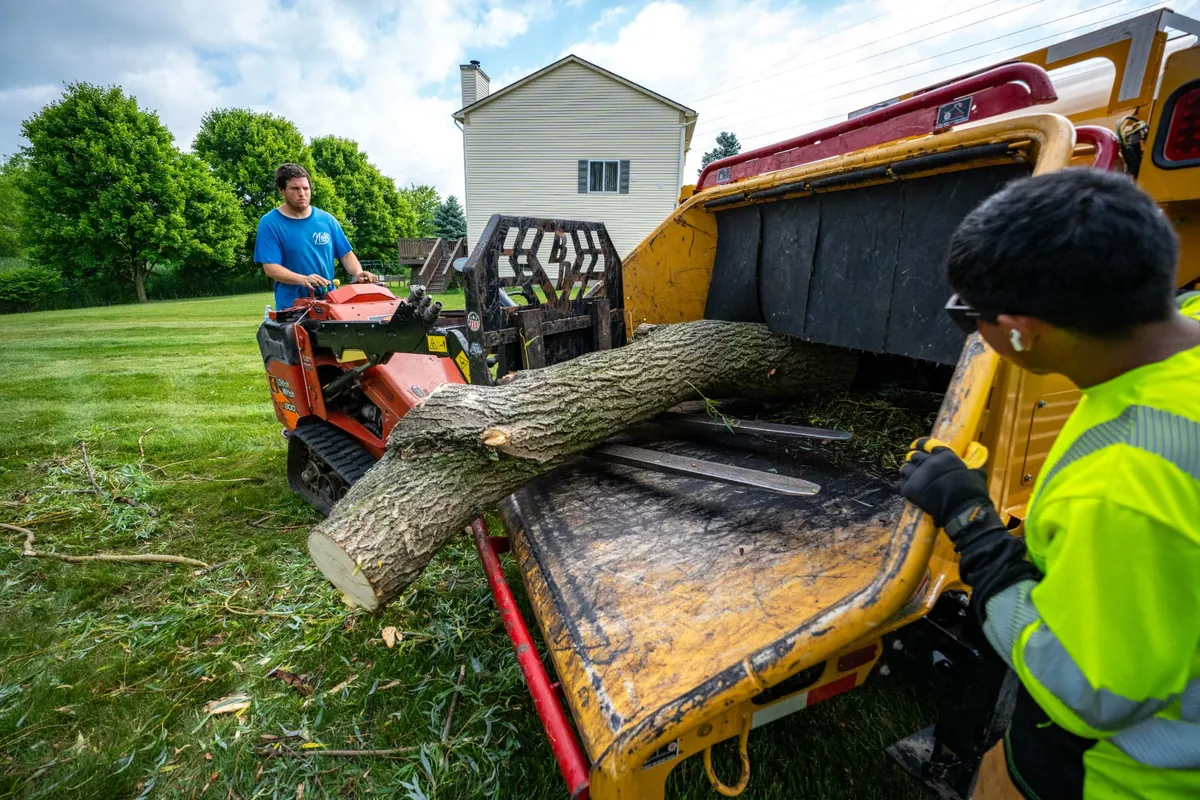 Loading a heavy trunk section onto the truck